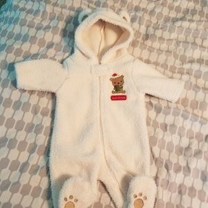 Baby's First Christmas Fuzzy Hoodie Onesie